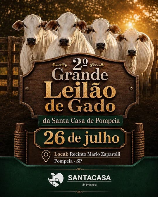 2º Grande Leilão de Gado da Santa Casa de Pompeia será em 26 de julho