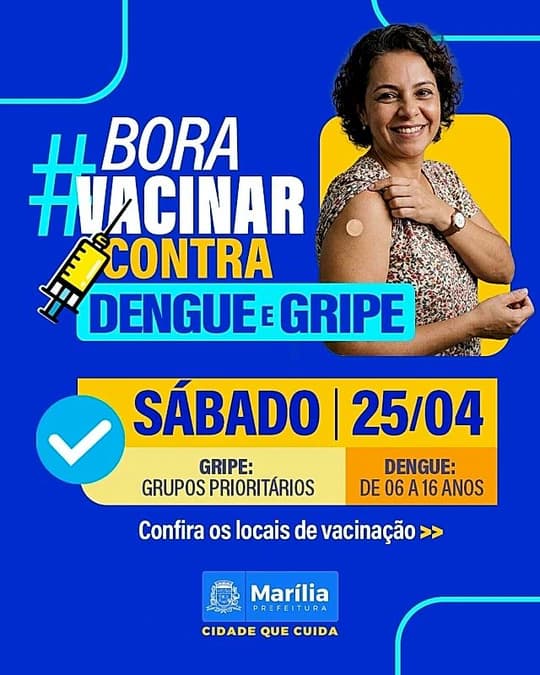 Marília abre 6 unidades para vacinação contra gripe e dengue neste sábado